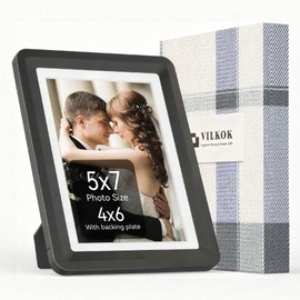 vilkok - Marco de fotos de 5 x 7 pulgadas o 4 x 6 pulgadas con alfombrilla, montaje de 5 segundos, marco de fotos de mesa para aliviar el estrés con un solo clic, regalo para aliviar la ansiedad y