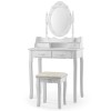 Costway Modern Dressing Table Set Makeup Vanity Desk w/Dimmable Bulbs