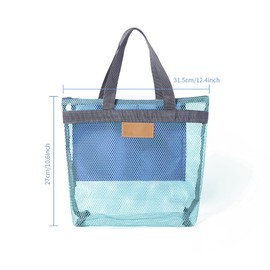 Pebipoo Mesh Shower Caddy Bag, Quick Dry Portable Tote Bag with Zipper and Inner Pocket, Lightweight Bath Organizer for College Dorm Bathroom, Swimming, Gym, Beach, Travel (Blue)