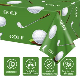 Adirasenotek 3Pcs Golf Party Tablecloths,Sports Themed 87" Lx51 W Rectangular Plastic Table Covers,Kids' Party Disposable Tablecloths for Decoration,Birthday Party,Baby Showers