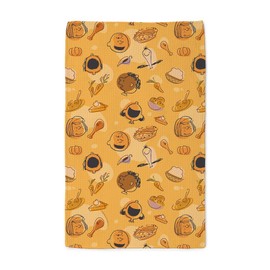 CafePress Peanuts Thanksgiving Gathering Pattern Tea Towel