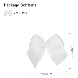 uxcell 200pcs Mini Ribbon Bows 1 Inch Small Tiny White Ribbon Bows for DIY Crafts, Sewing Appliques, Hair Accessories, Gift Box Ornament, Wedding, Birthday Party Decoration