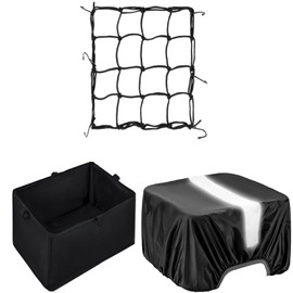 Dirza Bike Basket Liner with Waterproof Bike Basket Cover and Bike Basket Cargo Net, Heavy Duty Thickened Basket Liner Rear Bicycle Basket Liner Accessory Fits 12.7"X 11"X 6" Rear Bike Basket Black