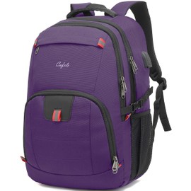 Cafele Travel Laptop Backpack 17.3 inch,Extra Large School Backpack Bookbag Computer Rucksack with USB Charging Port,Water Resistant Backpacks for Business College Travel,Women Casual Daypack,Purple