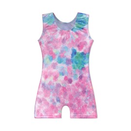 EQSJIU 6-7 Year Old Girls Gymnastics Leotard With Shorts For Kids Child Colorful Aqua Blue Pinkish Pink Watercolor Tie Dye Sparkle Girls Gymnastics Leotard
