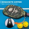 Rweroyiu Skull Camo Unisex's Pickleball Paddle Cover Fashion Zippered Pickleball