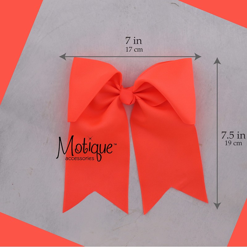 Jumbo Bow Clip with Tails (Neon Orange)