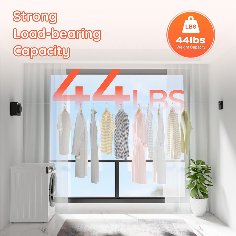 Retractable Clothesline Indoor, Non-Sagging Outdoors Clothesline Retracting, Heavy Duty Retractable