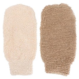 FOMIYES 2 guantes de baño de yute, exfoliantes para el cuerpo, guantes exfoliantes para el cuerpo, guantes de mano, exfoliante corporal natural para spa, exfoliación profunda