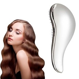 Silver Detangling Comb,RUAKIVA Cepillo para Cabello,Desenreda Tu Cabello Fácilmente,Cepillo Desenredante con Cerdas Suaves para Cabello Húmedo,Seco,Fino,Grueso y Rizado,Peine Antienredos y Antifrizz,Regalo de Moda,Plata