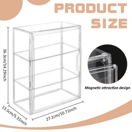 CUTHOLLOW 3 Tiers Display Case for Figures with Magnetic Door - Clear Dustproof Storage Box Showcase for Collectibles Action Figure