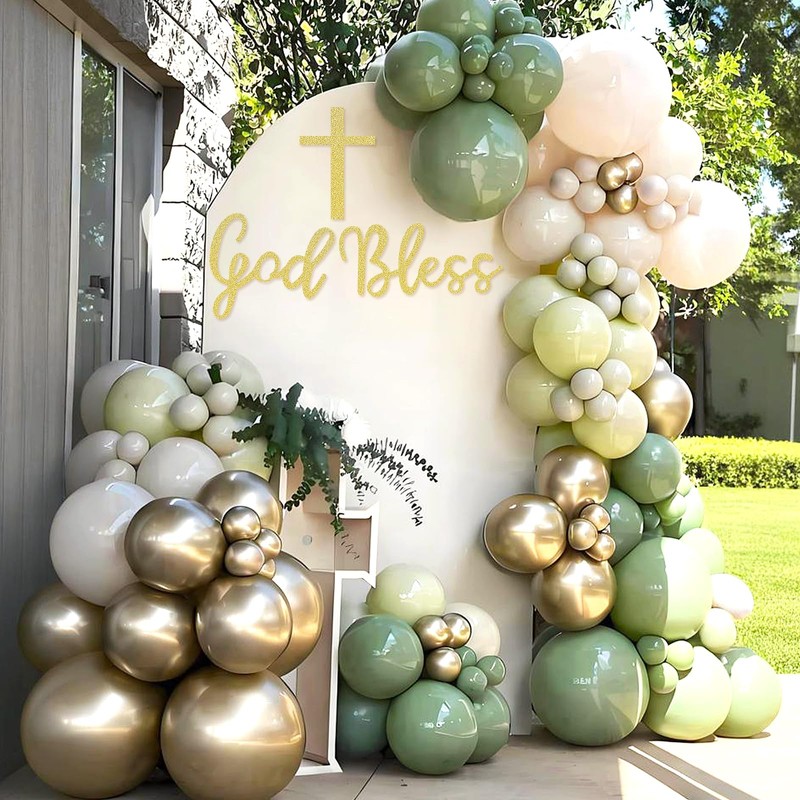 MASTRON God Bless Cross Sign for Backdrop - Glitter Gold