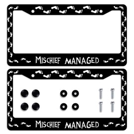 2PCS Mischief Managed License Plate Frame Funny Black White Footprint License Plate Frames Funny License Plate Frames DecorationSize for Men Women 12.3" x 6.3"