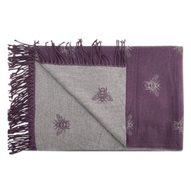 Finecy in NEW Womens Bumble Bees Winter Warmer Long Wide Scarf With Beautiful Tassels Revers Able Purple