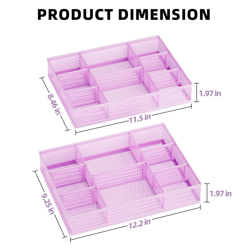 Marbrasse 2 Pack Desk Drawer Organizer, Mesh Drawer Organizer Tray