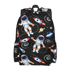 Rocket Planet backpack Black School Bag Lightweight Bookbag Casual Daypack for Girls Boys Kids Women Men Travel Laptop 16 Inch