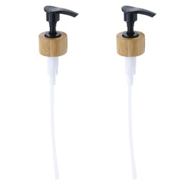 Chinflly 2 PCS Wood Pump Dispenser,1cc 24/410 Thread Size Dispensing Pump for Shampoo, Conditioner, Gel, Body Wash,Black+Wood