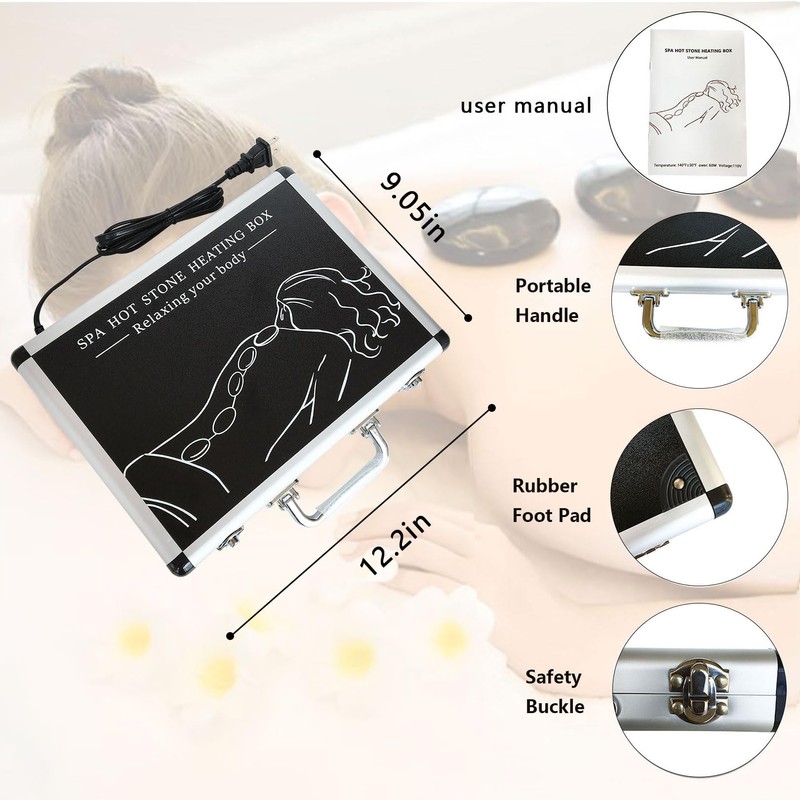 MINGJISHIYE Hot Stone Massage Set, 20 Pieces of Basalt Massage
