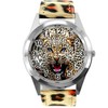 TAPORT Leopard Print Round Leather Watch for Leopard Fans, Leopard
