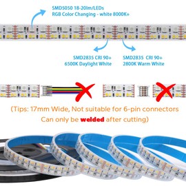 SuperlightingLED Brightest RGB CCT LED Strip Lights Outdoor Waterproof IP67 Color Changing 24V 270LEDs/m Super Bright RGBWW LED Strip 16.4ft (DC24V Waterproof IP67)