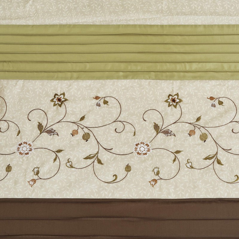 Madison Park Serene Shower Curtain Faux Silk Embroidered Floral Machine