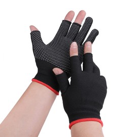 Pure Seek 3-Finger Gloves, Work Gloves, Set of 12, Anti-Slip, Gardening, Finger Out, Sweat Absorbent, Quick Drying (Black)