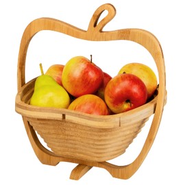 bremermann Foldable Fruit Basket Apple Design Bamboo Approx. 26.7 x 30 x 22.5 cm (W x H x D)
