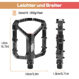 SUNFATT Pedals bicycle set, 9/16 inch bicycle pedals, 3 sealed bearings, non-slip, waterproof, dust-proof and lightweight MTB pedals, for road bike, mountain bike, BMX, e-bike