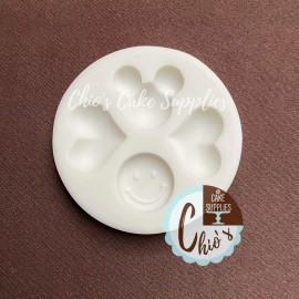 Unbranded Hearts, Happy Face, and Mouse Head Silicone Mold, 4 cavities.