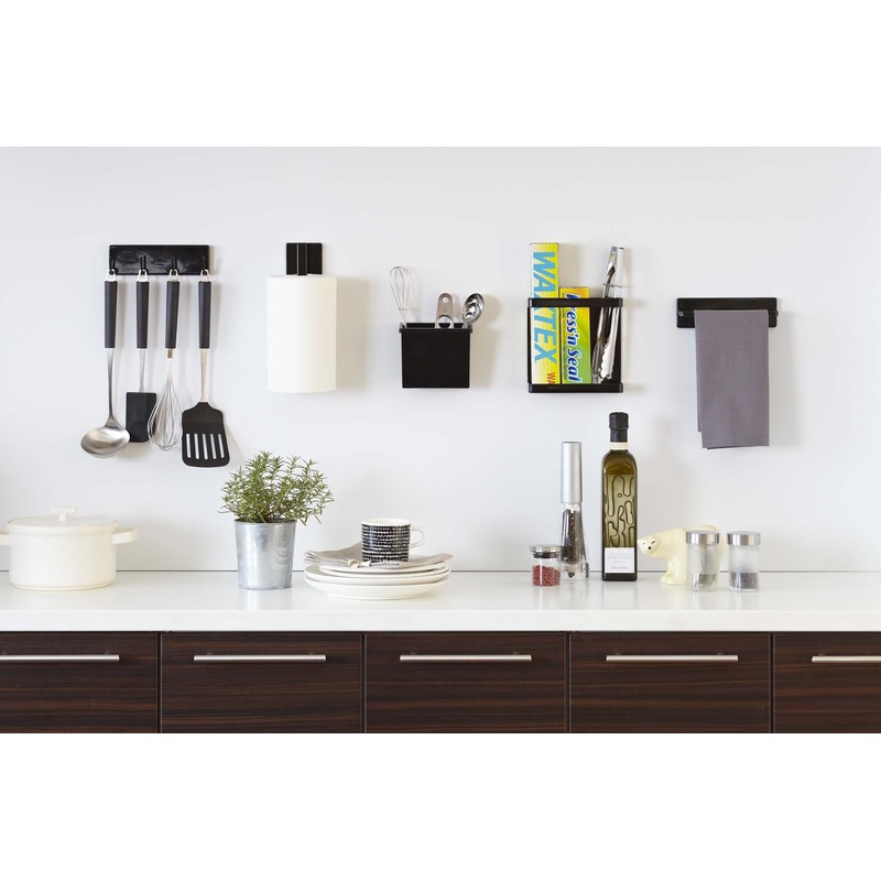 Yamazaki 7128 Magnetic Kitchen Paper Holder, Black, Approx. W 2.4
