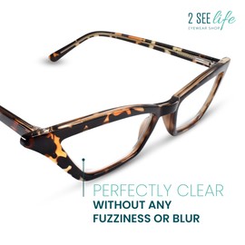 Tortoise Shell Funky Cat Eye Reading Glasses for Women with Sturdy Design - Spring Hinges Half Frame Cateye Readers for Women - Trendy for all Face Shape Womens Reading Glasses - Cheaters Glasses 4.0