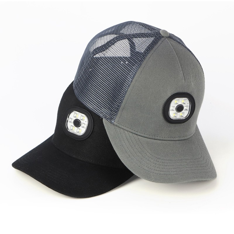 LED Baseball Cap Rechargeable Headlamp Hat Summer Breathable Adjustable Hat