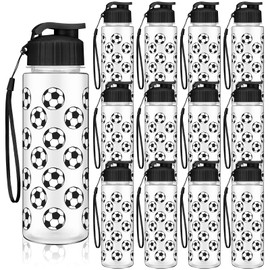 Funnymoom 12 Pcs Soccer Water Bottles 17 oz Soccer Sports Bottle with Leak Proof Flip Top Reusable Plastic Water Bottles for Soccer Team Gift Accessories Sports Party Favors Supplies