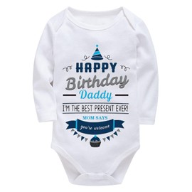 WOOYONGING Happy Birthday Daddy Bodysuit Baby Girl Long Sleeve Neutral Girl Baby Clothes White Newborn Baby Boy Clothes 0-3 Months