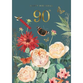 Happy Birthday 90th with Love Birthday Greeting Card A Year in The Garden Cards IOII0172