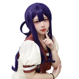 C-ZOFEK Cosplay Wig Long Purple Braided Curly Hair for Anime Costume Daily (Purple)