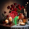 Rose Neon Sign - Red rose Flower with Green Stem