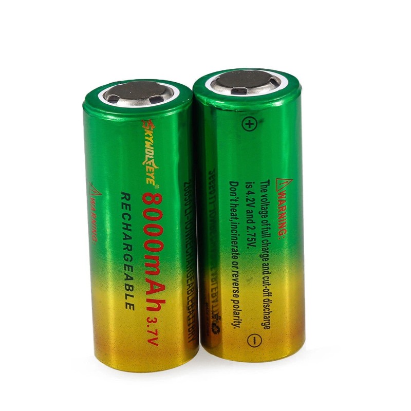 Skywolfeye 4pcs Skywolfeye 26650 Battery 3.7V Rechargeable Batteries Cell