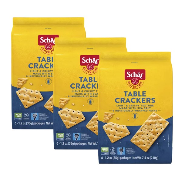 Schar - Table Crackers - Certified Gluten Free - No GMO's, Lactose, or Wheat - (7.4 oz) 3 Pack