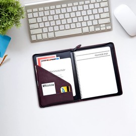 Planner Pad Spiral Bound Executive Size Cover, Fits 8 1/2 x 11” Size Planner Pages, Burgundy Faux Leather