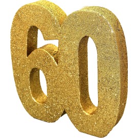 Number 60 Glitter Table Decoration Gold| Table Centrepiece | Table Decorations Centrepiece | 60th Birthday Decorations | Pack of 1 | 20cm |H105