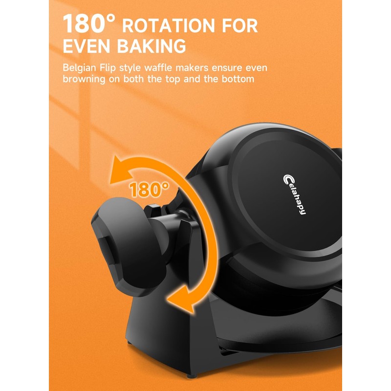 Waffle Maker, 1400W Double Belgian Waffle Iron 180° Flip, 8