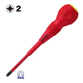 VESSEL Ball Grip VDE Screwdriver (Insulated) PZ2 x 100
