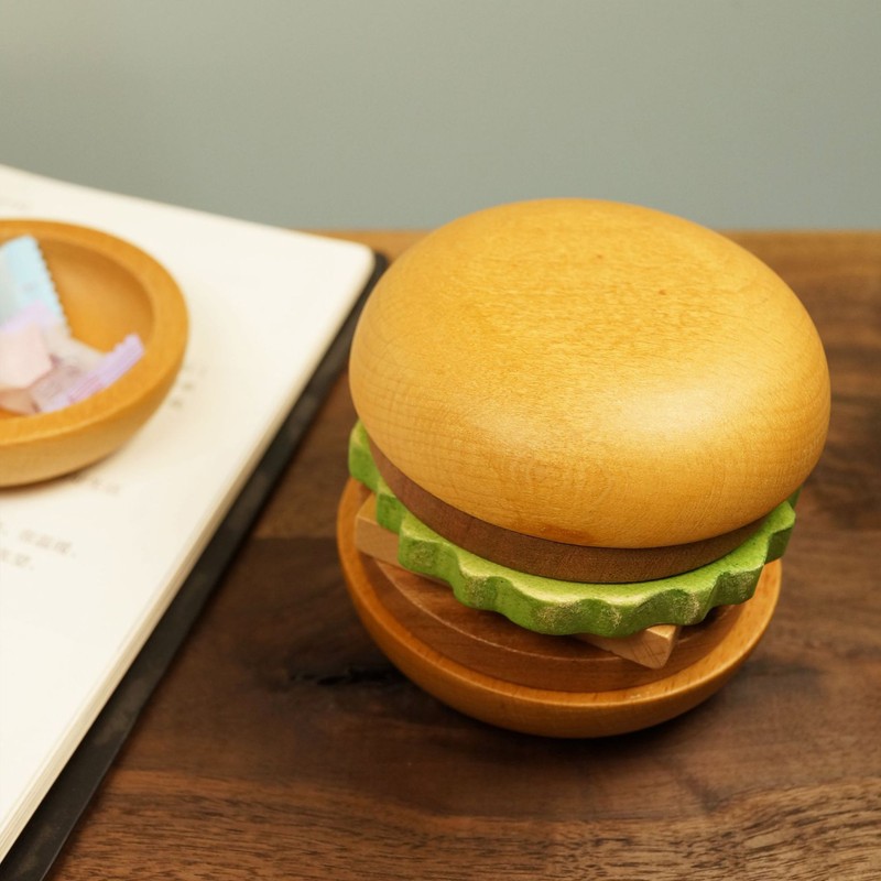 Hamburger Coaster Set Heat Insulation Cute Exquisite Wood Drink Coasters