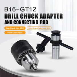 ZAC GT12 Drill Chuck Adapter, M16R Electric Tapping Machine Compatible, Metal, Includes Chuck Key, Drill Adapter, Tool Chuck