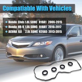 VS50741R Engine Valve Cover Gasket Set for Honda Civic Honda HR-V 1.8L L4 2006 2007 2008 2009 2010 2011 2012 2013 2014 2015 2016 2017, for Acura ILX 2.0L 16V 2013-2015, Replace 12341RNAA01 VS50741R