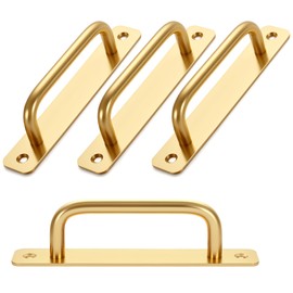 Malimali 4 Pack Gold Barn Door Handles, 5" Hole Center Gate Handle Sliding Door Handles Modern Aluminium Door Pull for Pocket Door Bifold Closet Doors Hardware Replacement