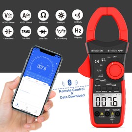 BTMETER AC/DC 1000A Clamp Multimeter, 4000 Counts Digital Clamp-on Meter with Data Logging Measure Amp Volt Ohm Capacitance Frequency Temperature Continuity, Electrical Tester 570T-APP