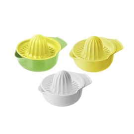 Fackelmann Zitronenpresse mit Auffangbehälter, frisch gepresster Saft ohne Kerne, Küchenhelfer zum Pressen von Limetten (Farbe: Gelb, Weiß, Gelb/Grün - nicht frei wählbar), Menge: 1 Stück ,12 cm