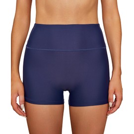 SHEKINI Women's Swimwear Swimming Shorts Bikini Bottoms Elastic Boxer Shorts Summer Tummy Control Tankini Shorts Swimming Trunks Safety Sporty Swimming Shorts, darkblue